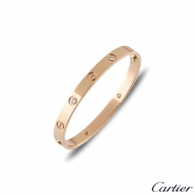 Cartier Love Bracelet Rose Gold Half Diamond Size 16 B6036016 Cartier Love Bracelet Rose Gold Half Diamond Size 16 B6036016